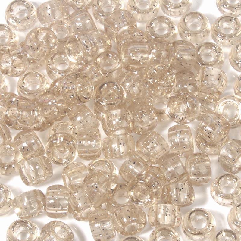 "100 Pcs Large Hole Transparent Frosted Barrel Beads - Colored Onion Powder Plastic Pony Beads for Dreadlocks and Wigs"