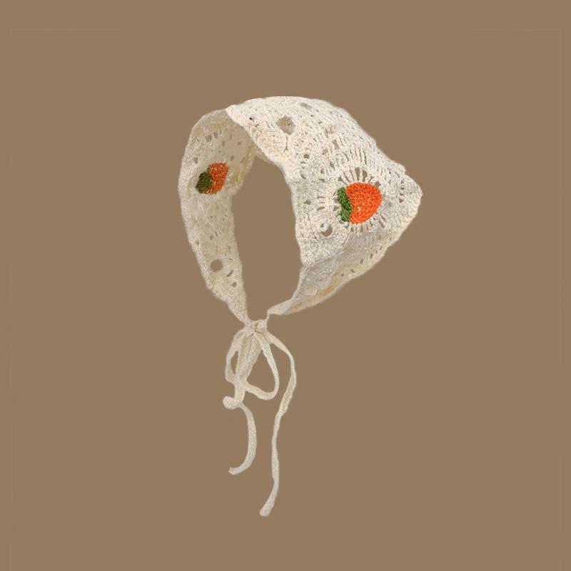 Headscarf Hat Pastoral Style Triangle Headband For Women Girls Handmade Crochet Headband Little Flower Headscarf