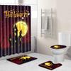 Halloween Shower Curtain Floor Mat Combination Four-Piece Set Bathroom Toilet Carpet Shower Room Foot Door Mat