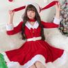 Christmas Costume Santa Dress Up Red Cute Bunny Bunny Long Sleeve Dress