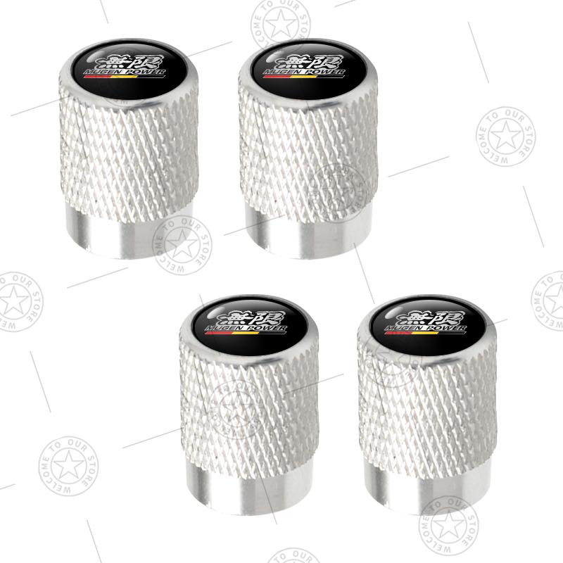 4pcs Mugen Power Typer Logo Car Wheel Tire Valve Caps Air Stem Aluminum Accessories For Honda Civic Fit Jazz Accord Inspire City