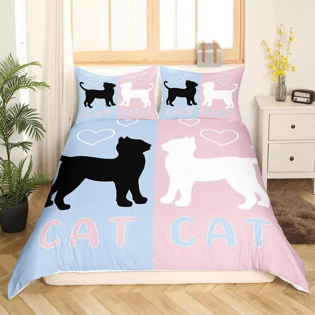 Paarvögel Bettbezug Queen Valentinstag Bettwäsche-Set Äste Tierische Steppdecke Rot Schwarz Liebesschlaftag Deckenbezug