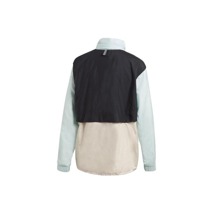 adidas Originals Culoare Bloc Guler Înalt Mânecă Lungă Fermoar Retro Jachetă Sport Femei Jachete Negru GD2532