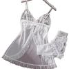 Damen Sexy Spitze V-Ausschnitt Camisole Pyjama-Set - Mehrfarbige Lingerie