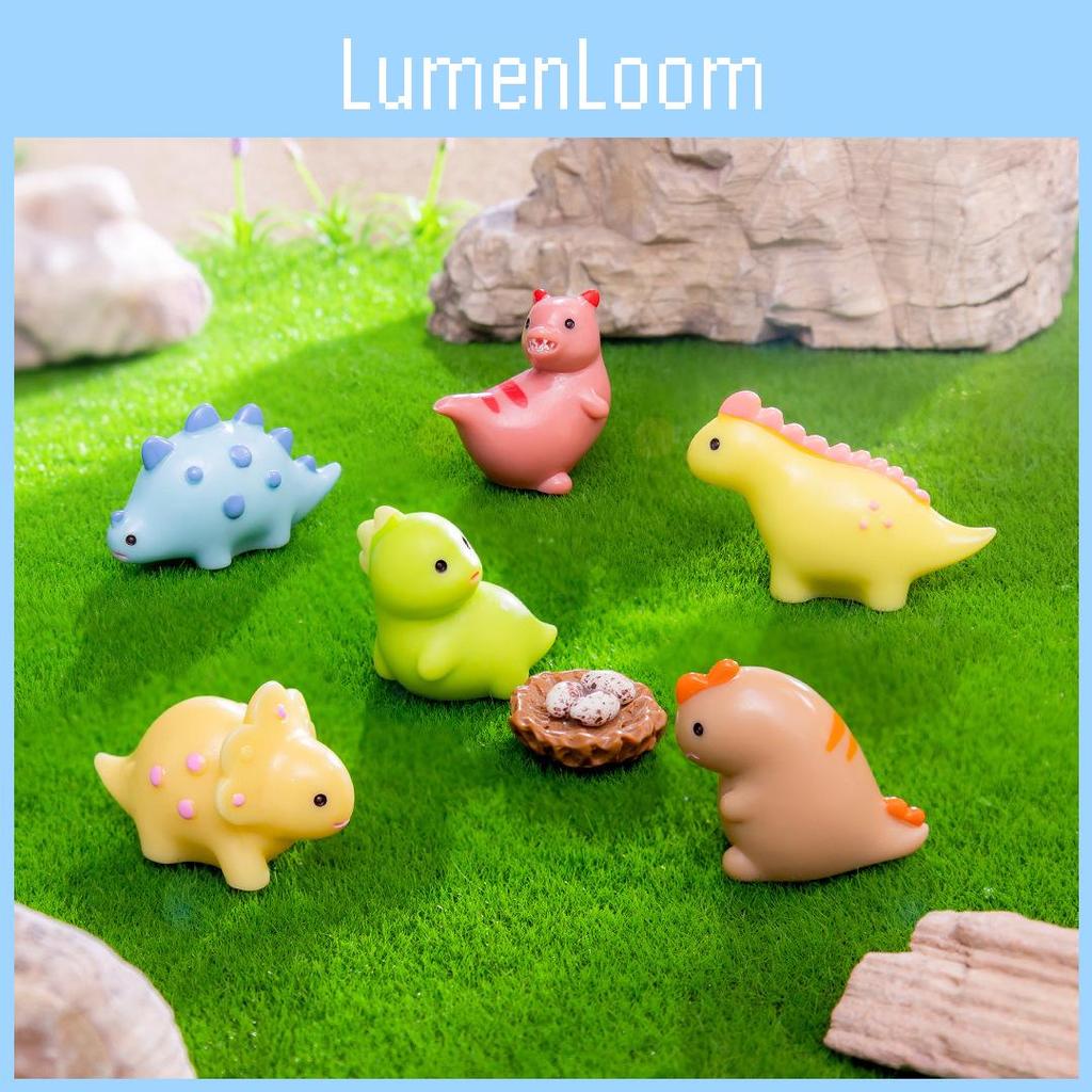 Adorable Resin Mini Dinosaur Figurines Cartoon Style Cute Desk Ornaments Accessories