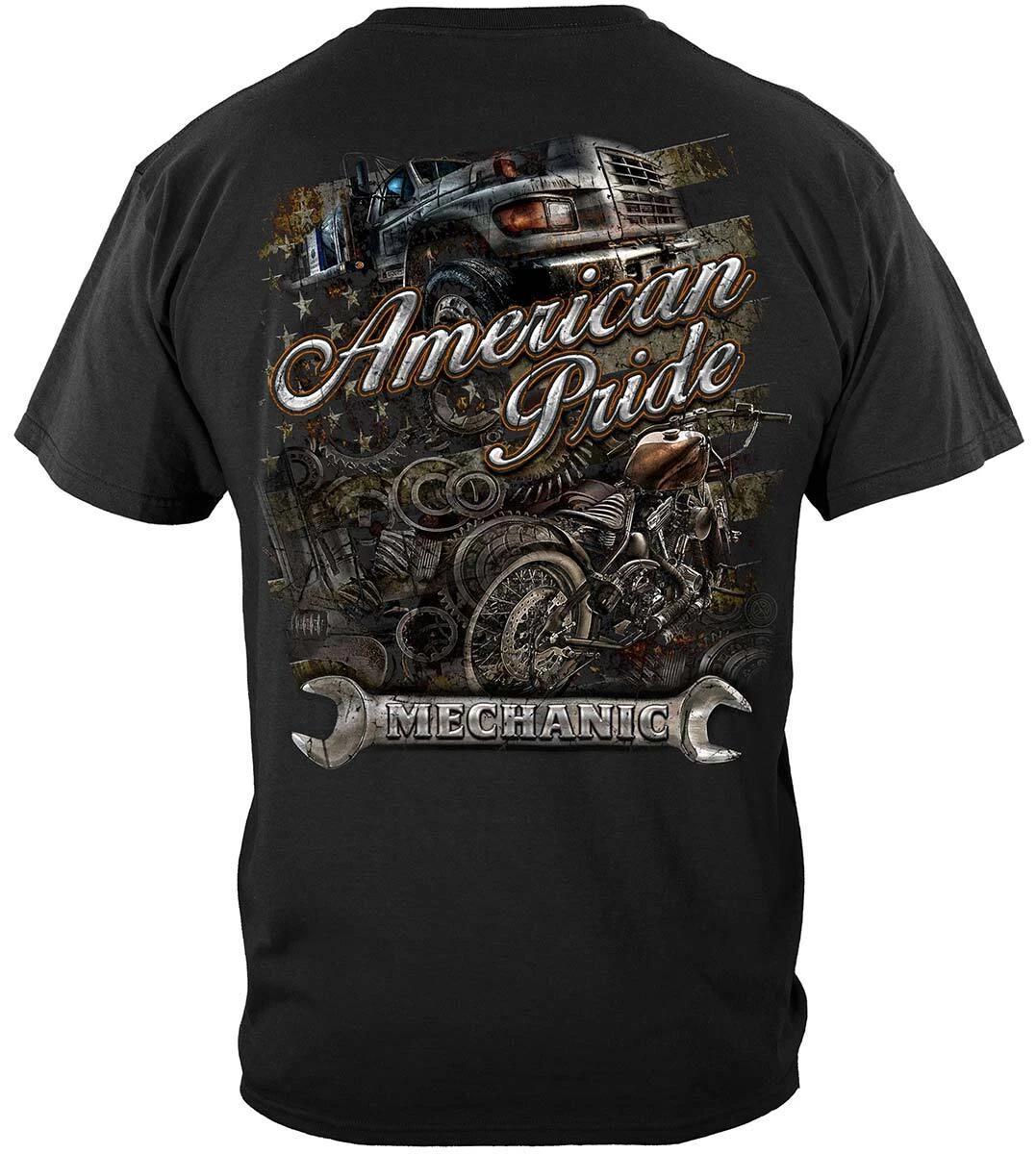 American s Pride Mechanic Blue Collar Worker 100% Cotton Black T-Shirt M
