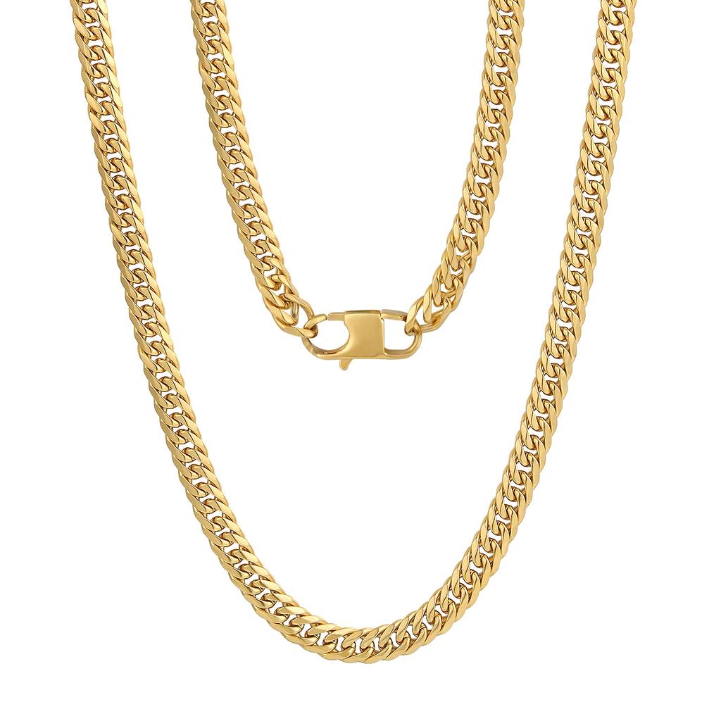 Naszyjnik Kihei 6-stronny podwójny naszyjnik szerokość 6mm stal nierdzewna kubański łańcuch K18 pozłacany łańcuszek Kihei Sześciostronny krój choker hip hop raper tancerz B