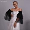 Sheer Tulle Flare Arm Sleeves, Ruffle Elastic Off Shoulder Mesh Cuffs Detachable Bridal Gloves for Wedding Gown Prom Evening Party Photoshoot