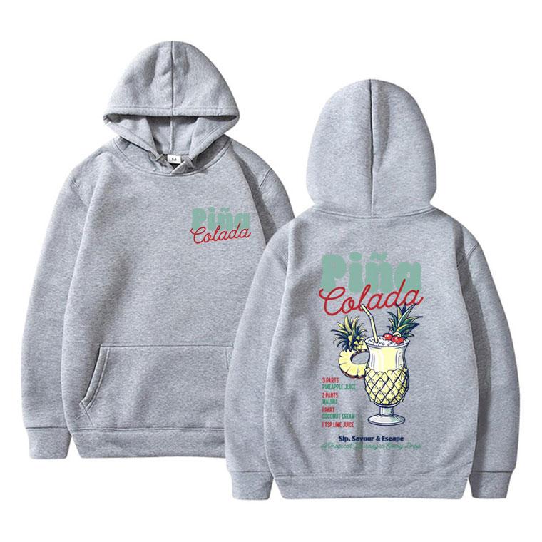 Lustiger Pina Colada Cocktail Doppelseitiger Grafik Hoodie Herren Damen Mode Übergroße Sportbekleidung Herren Freizeit Langarm Kapuzenpullover