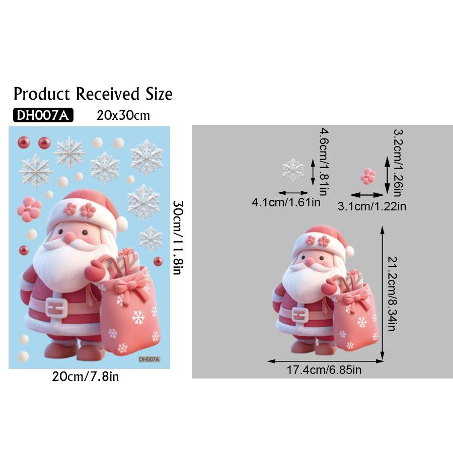 Pink Christmas Window Stickers Cartoon Penguin Santa Claus Snowman Elk Glass Stickers Merry Christmas Decor Happy New Year 2026