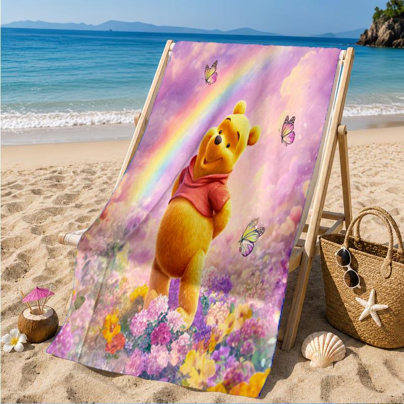 Yellow Bear Artwork Printed Microfiber Beach Towel, Soft And Absorbent, Quick-Dry, Ideal for Summer Travel, Beach Essential, Swimming Pool