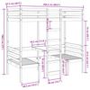 High Bed with Desk & Chairs 90x200 Cm Solid Pine Wood
