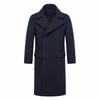 Men's Double-Breasted Trench Coat Notched Lapel Button Down Knee-Length Business Casual Long Jacket Overcoat for Men Fall Winter Coat With Pockets