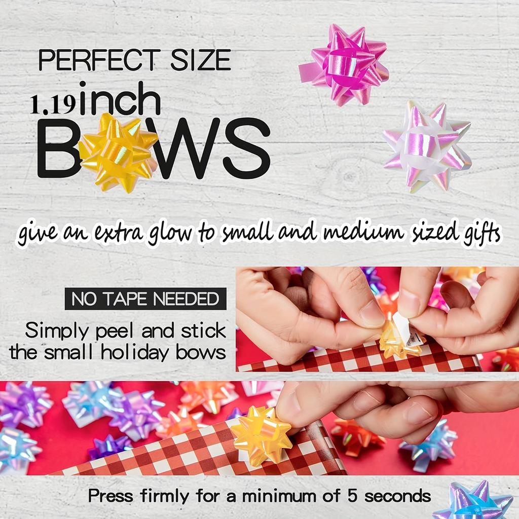 100pcs/bottle, Mini Bow for Gift Wrapping, 2.5cm, Shiny Plastic Bow, for Valentine's Day, Birthdays and Weddings, Perfect for Party, Bridal Shower