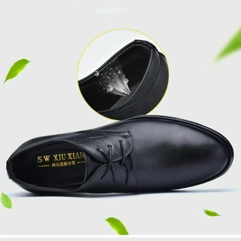 Derby Shoes for Men  New Leather Shoes Business Dress Shoes Casual Comfortable Wear-Resistant Footwear Fur Chaussure Hommes