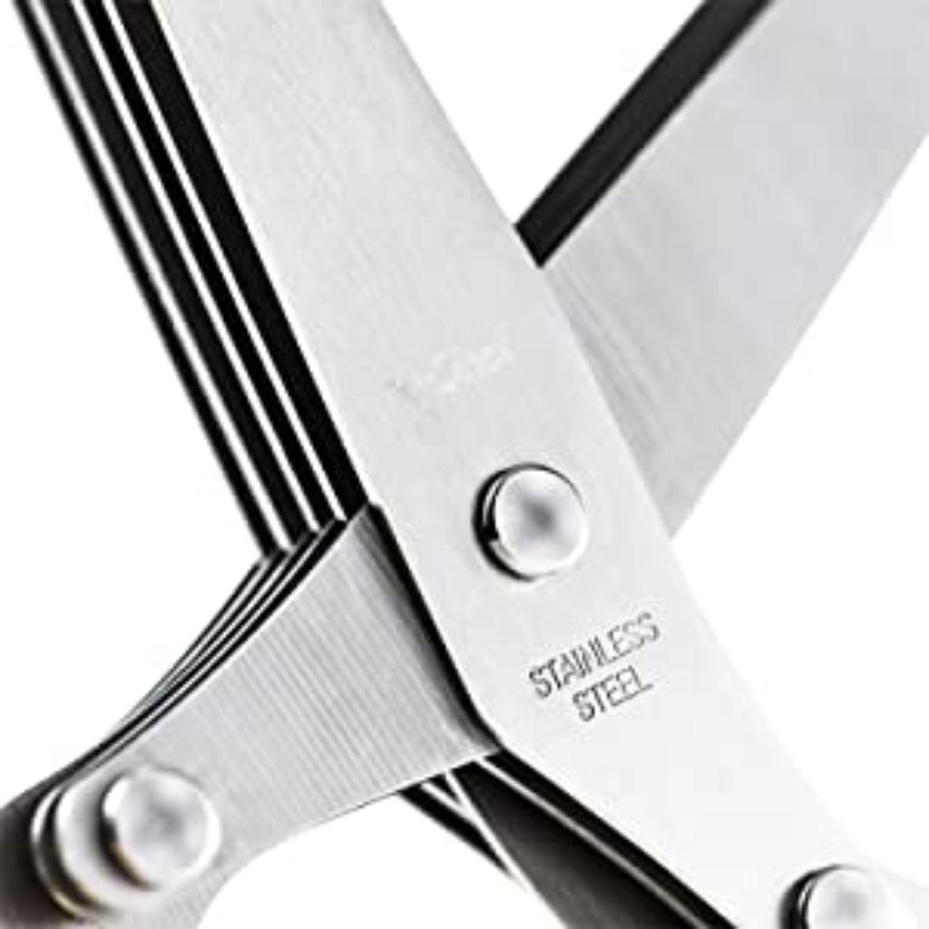 Kräuterschere, 5-Klingen Küchenschere mit Reinigungsbürste und Sicherheitsabdeckung