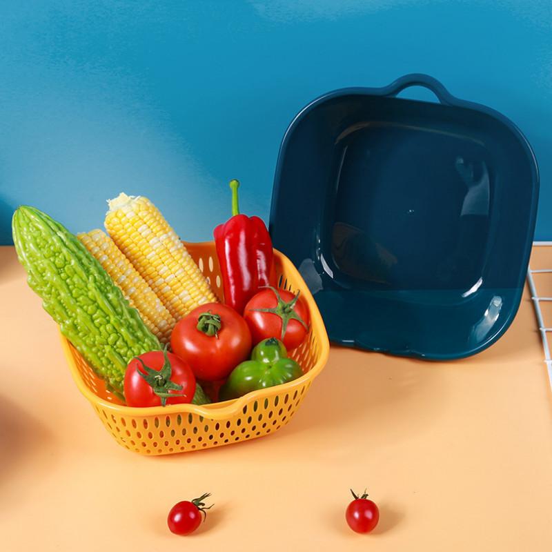 Kitchen Sink Multi-functional Double-layer Strainer for Fruits and Vegetables Designed for Easy Washing