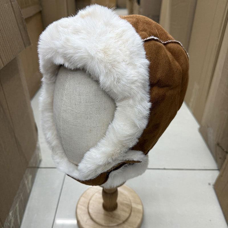 Lei Feng hat women's winter thickened warm retro pilot hat fur integrated windproof ear protection cycling locomotive hat