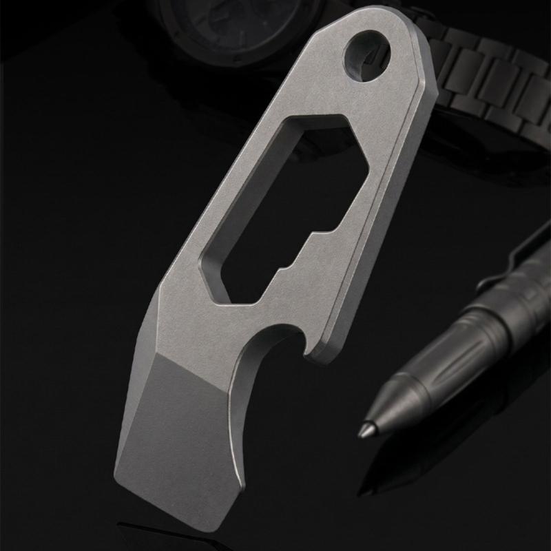 Key Holder Tool for Packages and Drink Bottles with a Single Metal Body and Carry Hole for Everyday Use on Key Hardware, a Pack, or a Belt