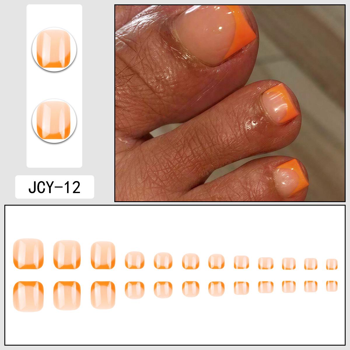 

Glossy Orange French Tip Press-On Nail Set Glue Type