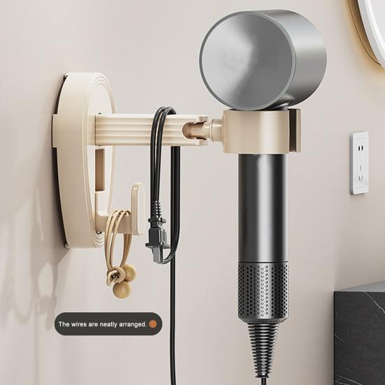 Hair Dryer Holder with Suction Cup Strong Load-bearing Easy To Install Punch-Free Wall Mount 360-Degree Rotating Hair Dryer Rack