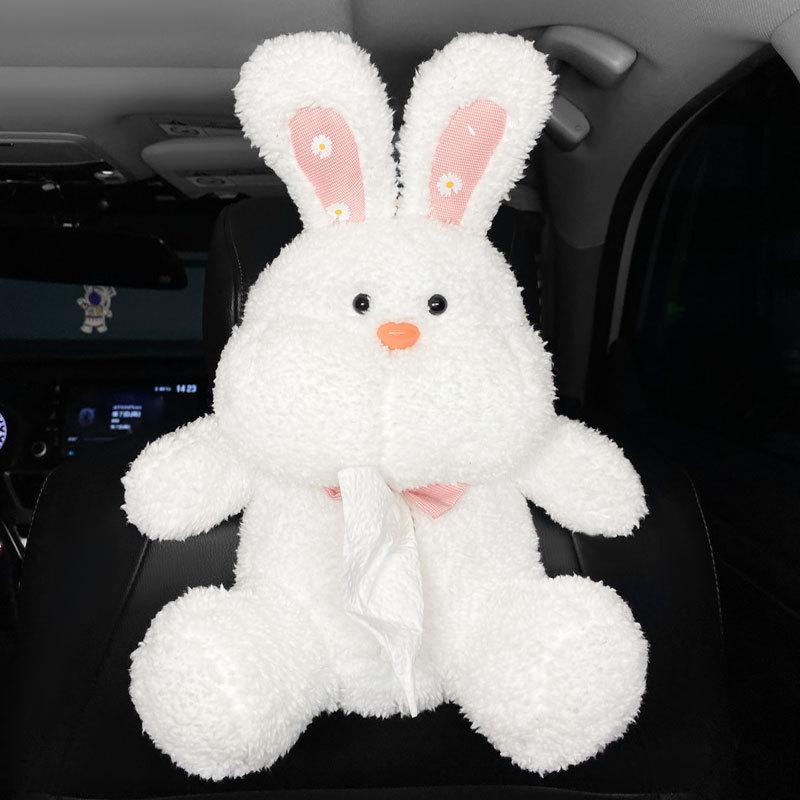 Car Seat Back Armrest Box Tissue Boxes Bag Car Tissue Box Cute Plush Animals Napkin Tissue Paper Holder Portable Drawer Box