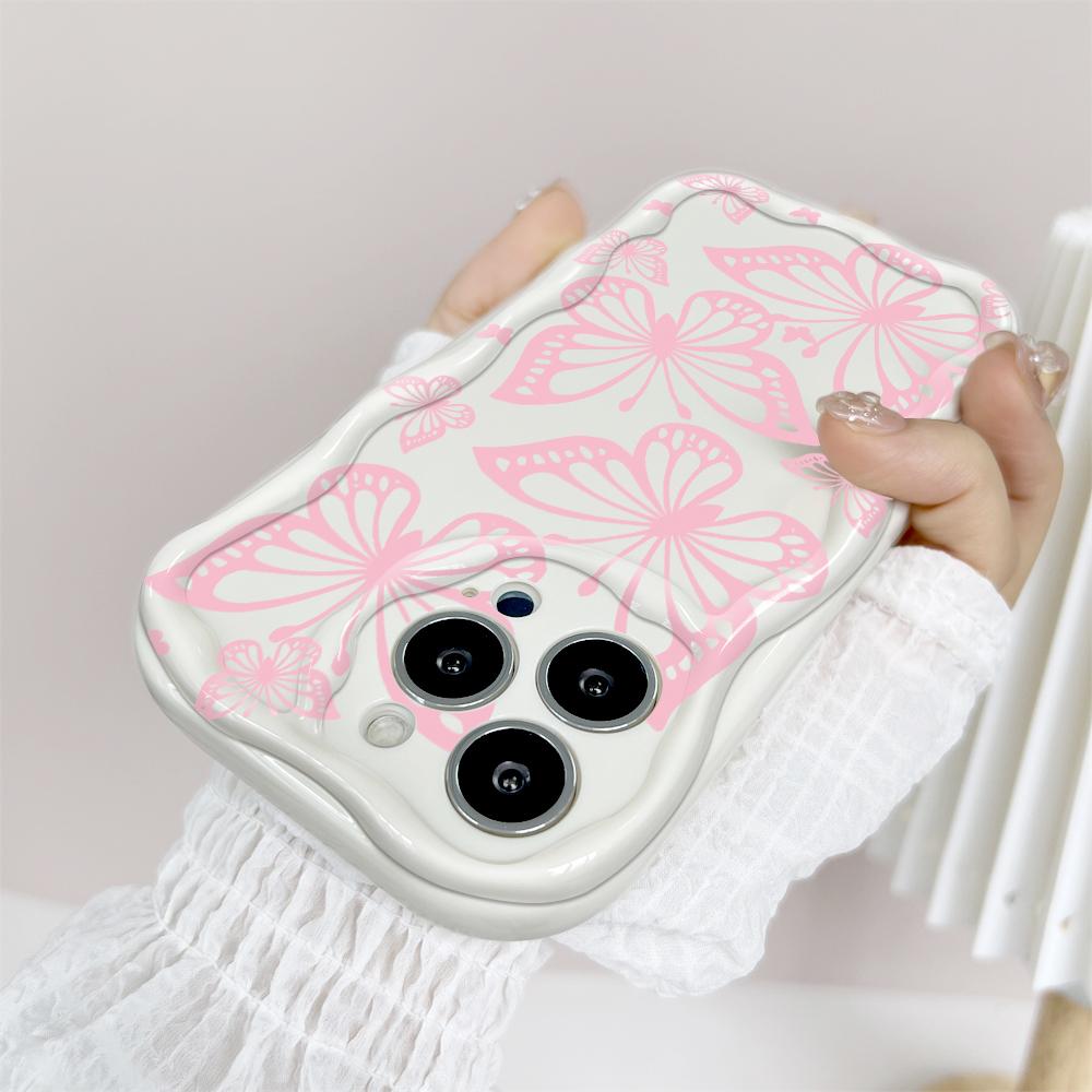 Cartoon Pattern Cream Texture Casing Wavy Edge Soft Silicone Cover Phone Case for IPhone Samsung Huawei Honor Xiaomi Redmi Infinix Tecno