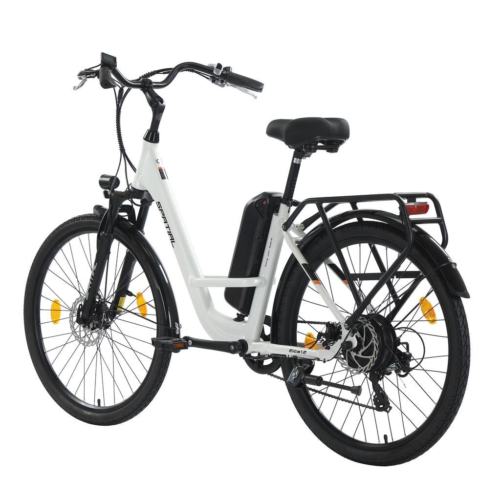 Spatial Elite Women’ Electric Bike With TowSeat 250W Motor 36V13AH Battery 26 Inch Road Tires Multi Terrain Electric Bike Outdoor Riding E-Bike