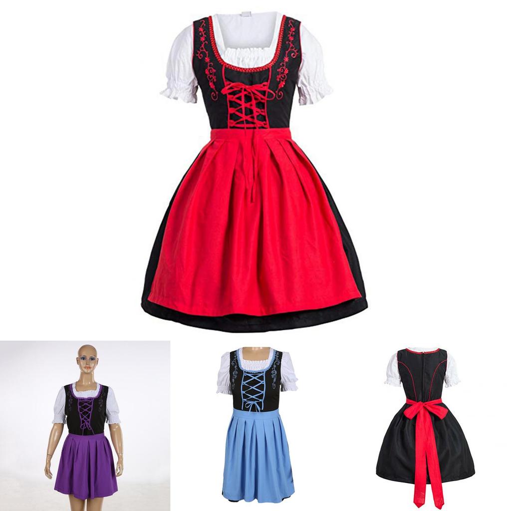 Vintage Style Bavarian Dirndl Dress For Oktoberfest And Festival Cosplay