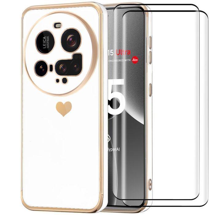 Coque et 2 Verres Trempés pour Xiaomi 15 Ultra - Protection TPU Cœur Antichoc Anti-Rayure Souple Blanc
