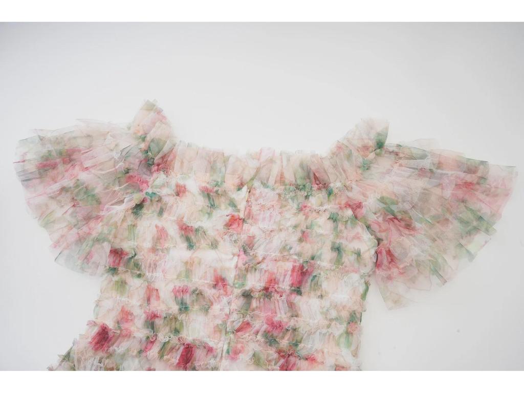 Middle Eastern Floral One-Shoulder Short Dress, Fresh and Sweet Commuter Style with Popular Embroidered Design