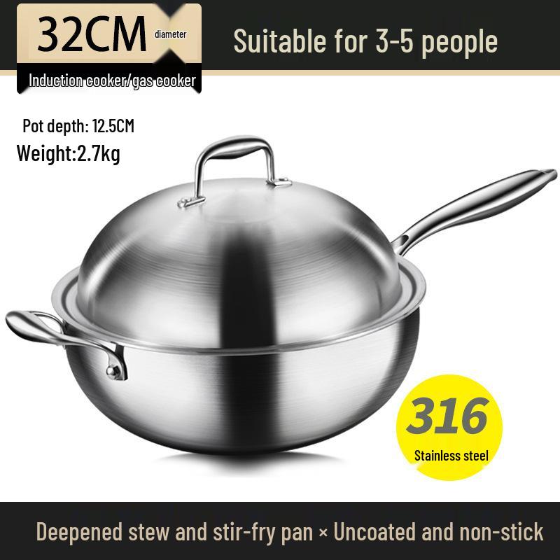 Clang-Clang 316 Stainless Steel No-Coating Wok for Gas & Induction Default