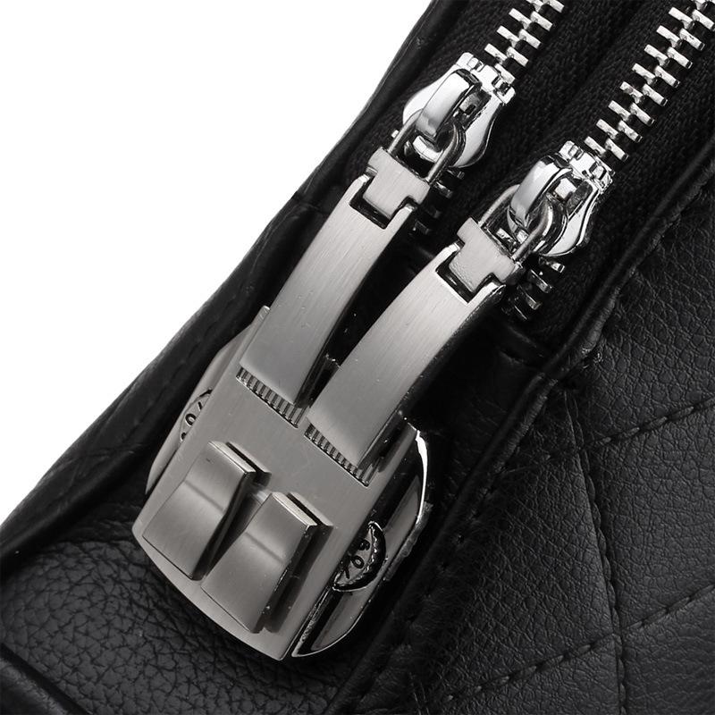 TS JYL laptop bag,Business Embossed Briefcase Wearproof Leather Grid Laptop Handbag