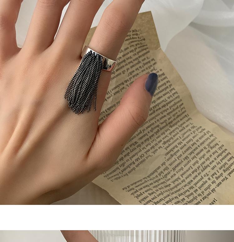 Retro Korean Style Distressed Tassel Ring - Women's Fashion Versatile Open Ring