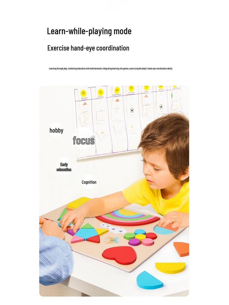 Wooden Rainbow Puzzle Board: Early Learning & Color Sorting Toy for Children