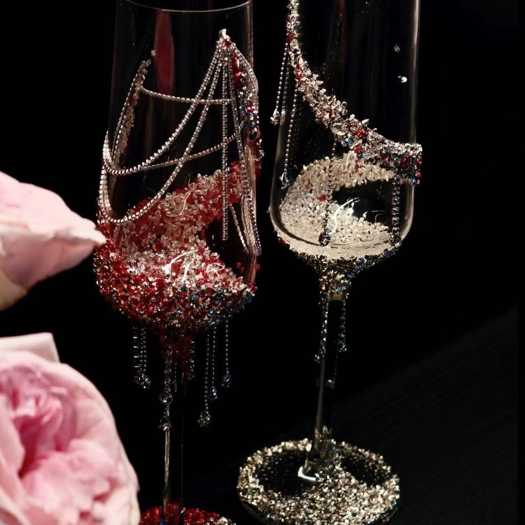 Champagne Cup Diy Material Kit With Eternal Flower Butterfly Decoration For Wedding Engagement Ceremony Gift