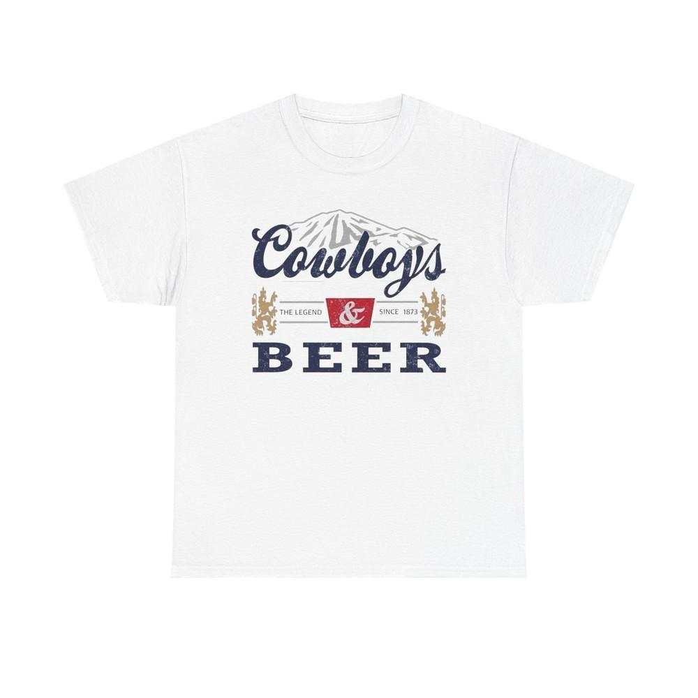 Cowboys And Beer Graphic T Shirt ALL SIZES Tee Unisex Heavy Cotton