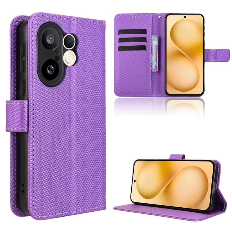 Plain Leather Flip Wallet Case For Vivo X200 FE 5G Magnetic Book Cover Holder Capa Coque Fundas Shell