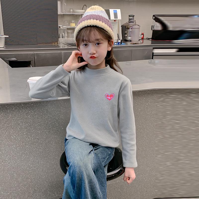 

Girls Mid-Neck Thermal Base Layer Top - Soft, Warm Innerwear for Autumn and Winter 160cm светло-серый