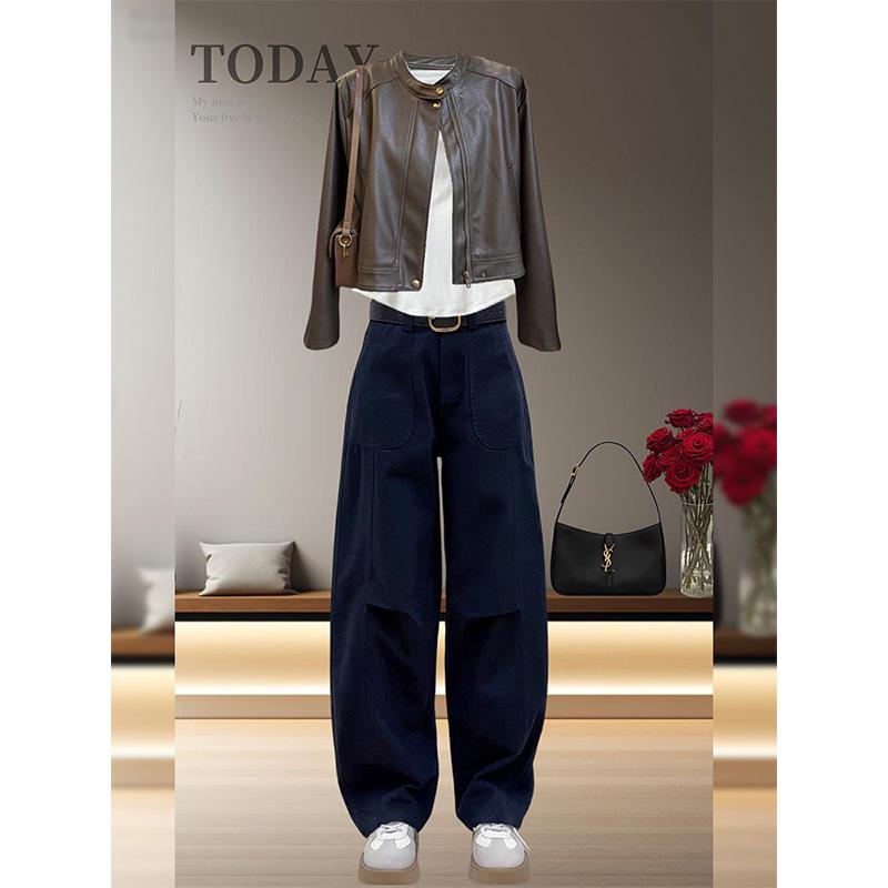 

Women s Fleece-Lined Thickened Winter Workwear Jeans: Plus Size, Pear-Shaped Fit, Loose, Slimming, Scimitar Wide-Leg Pants 3XL