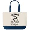 Large Blue Bottom Tote Bag I Can't I'm a Driving Instructor I Can't Minimalist | Cotton Canvas 170 G/m² 27 L Pocket