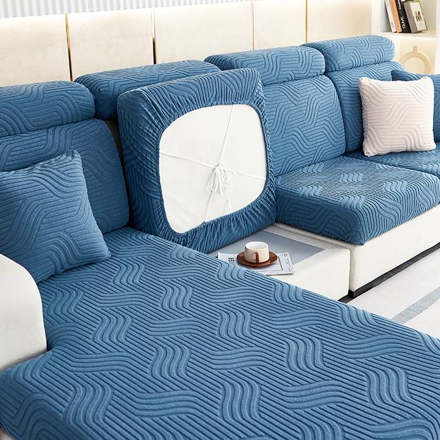 Jacquard Sofa Furniture Seat Cushion Protective Covers Stretchy Soild Colour Anti -Dirty L -Shaped Couch Covers Removable Sofa Slipcover Home Office