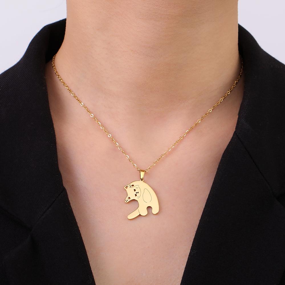 Cazador Süßes Tier Katze Kätzchen Damen Halskette Edelstahl Anhänger Kette Halskette Schmuck Geburtstagsgeschenk Trendig 2026