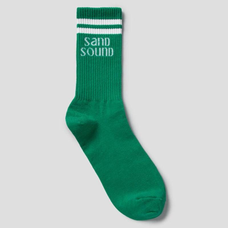 SAND SOUND Stripe Logo Jacquard Socks Green (MS44KTA91M)