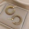 Vintage Gold Color Mesh Round Hoop Earrings For Women Girls Fashion Metal Geometric Hollow Ear Buckle Jewelry Gift