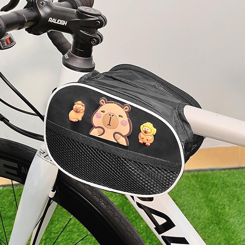 Cartoon Capybara Top Tube Bike Bag - Cute, High-Quality Front Beam Bag for Road/Mountain Bikes, Phone Storage Included