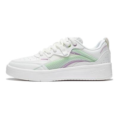 Zapatillas de Skate de Caña Baja Li Ning Xuanxing con Absorción de Impactos y Resistentes al Desgaste para Mujer, Zapatillas Deportivas Blanco Verde AGCS086-3