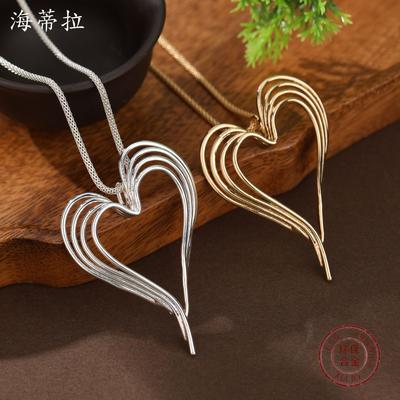 New Hollow Geometric Line Love Pendant, Women's Versatile Hollow Heart-shaped Simple Neck Chain