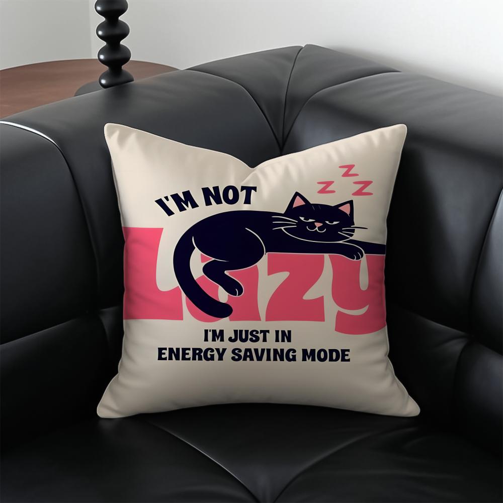 A Cool and Cute Black Cat Cushion Cover Pillow Case Antidustmite Invisible Zipper Silky Plush Cushion