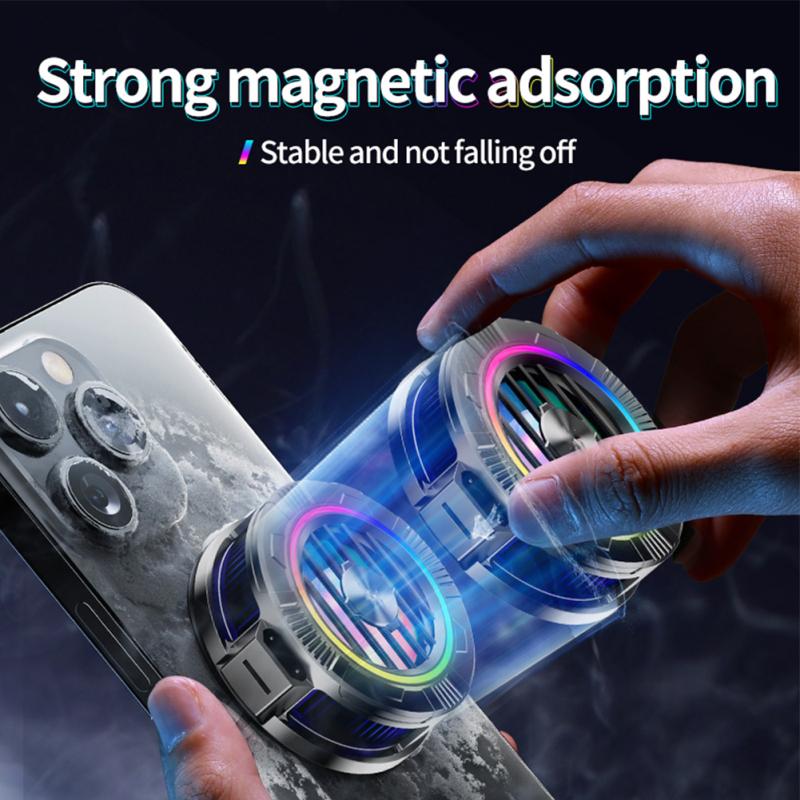 Cell Phone Cooler Color Lighting Magnetic Radiator 3 Gears Adjustable Cooling Fan Cell Phone
